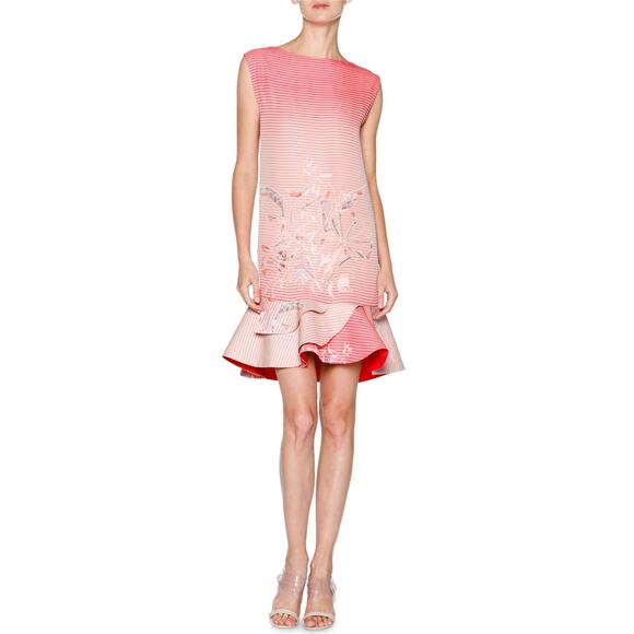 Giorgio Armani Size 4 Birds of Paradise Flounce-Hem Dress Red Multi NWT $4175 - Picture 1 of 10